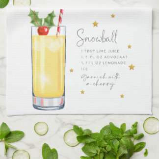 Weihnachtscocktail Snowball Rezept Wasserfarbe Geschirrtuch