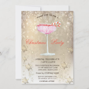 Weihnachtscocktail Snowflakes Gold Weihnachten Einladung