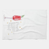 Weihnachtscocktail Wasserfarbe Poinsettia Rezept Geschirrtuch (Horizontal)