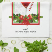 Weihnachtscocktail Watercolor Art Küchentuch (Gefaltet)