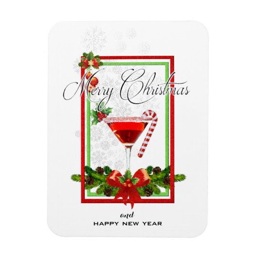 Weihnachtscocktail Watercolor Art Magnet (Vertikal)