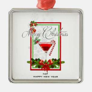 Weihnachtscocktail Watercolor Art Ornament Aus Metall