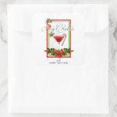 Weihnachtscocktail Watercolor Art Quadratischer Aufkleber (Tasche)