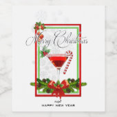 Weihnachtscocktail Watercolor Art Weinetikett (Einzelnes Label)