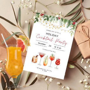 Weihnachtscocktail Weihnachtsgetränke in Aquarell Einladung