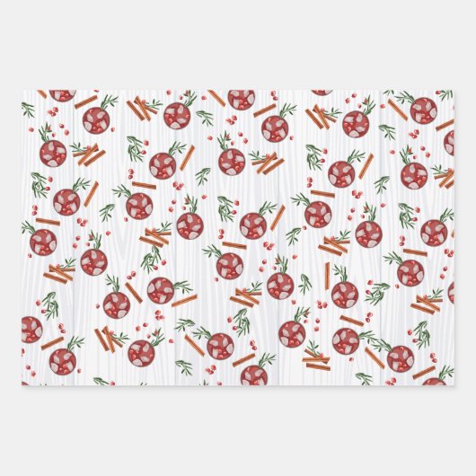 Weihnachtscocktail Wrapping Paper Set Geschenkpapier Set (Vorderseite)