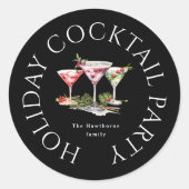 Weihnachtscocktail's Elegantes Party Runder Aufkleber (Vorderseite)