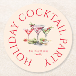 Weihnachtscocktail's Elegantes Party Runder Pappuntersetzer