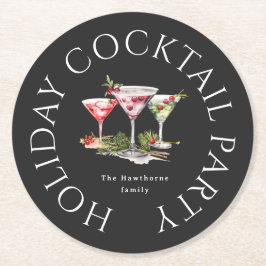 Weihnachtscocktail's Elegantes Party Runder Pappuntersetzer