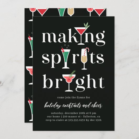 Weihnachtscocktails Feierabend Einladung (Vorne/Hinten)