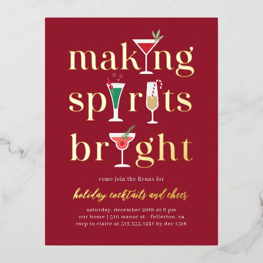 Weihnachtscocktails Foliday Party Postkarte (Vorderseite)