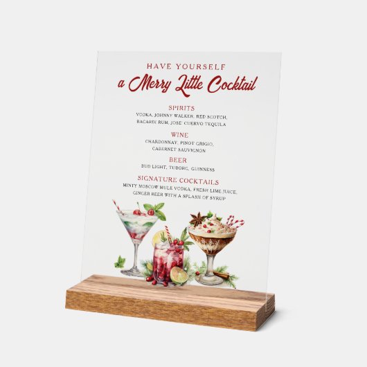Weihnachtscocktails Fröhliches Bar Acrylschild (Winkel)