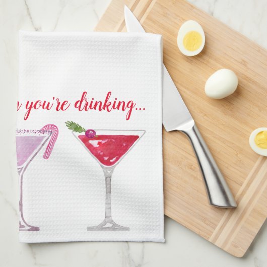 Weihnachtscocktails Humorisches Zitat Geschirrtuch (Viertel Falte)