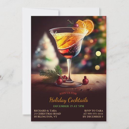 Weihnachtscocktails Party Einladung (Vorderseite)
