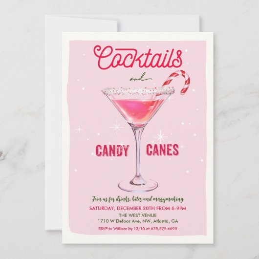 Weihnachtscocktails Party Einladung (Vorderseite)