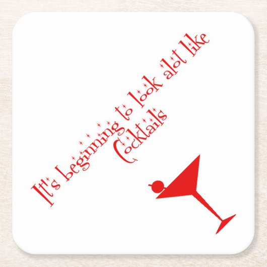 Weihnachtscocktails Retro 50er Style Paper Napkins Rechteckiger Pappuntersetzer (Vorderseite)