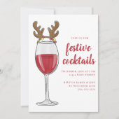 Weihnachtscocktails Weihnachtsfeier Rentier Einladung (Vorderseite)