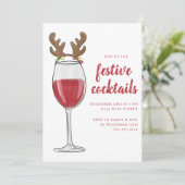 Weihnachtscocktails Weihnachtsfeier Rentier Einladung (Stehend Vorderseite)
