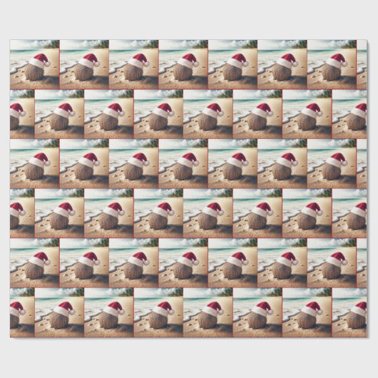 Weihnachtscoconut am Strand Geschenkpapier (Flach)