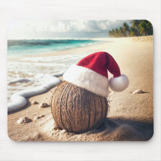 Weihnachtscoconut am Strand Mousepad (Vorne)