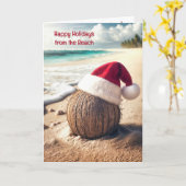 Weihnachtscoconut mit Weihnachtsmannmütze Karte (Gelbe Blume)