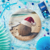 Weihnachtscoconut mit Weihnachtsmannmütze Pappteller (Party)