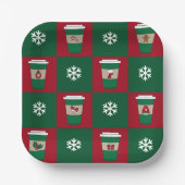 Weihnachtscoffes Schneeflocken Urlaub Gefallen Pappteller (Vorderseite)