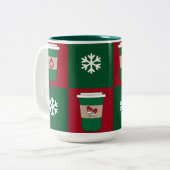Weihnachtscoffes Schneeflocken Urlaub Gefallen Zweifarbige Tasse (Vorderseite Links)