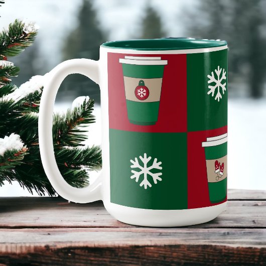 Weihnachtscoffes Schneeflocken Urlaub Gefallen Zweifarbige Tasse