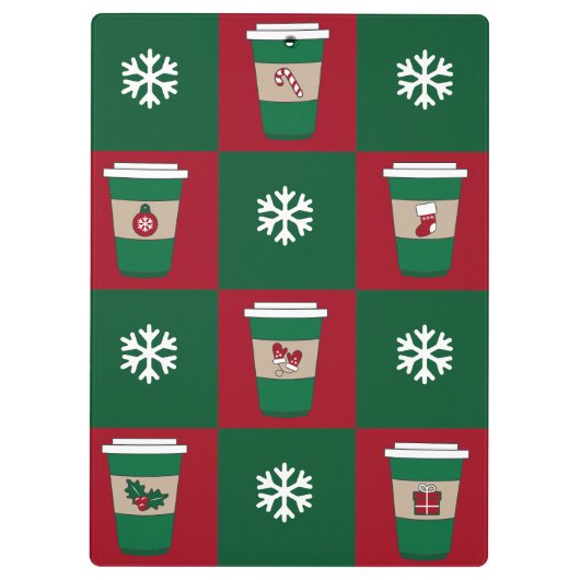 Weihnachtscoffes Schneeflocken Urlaub Klemmbrett (Rückseite)