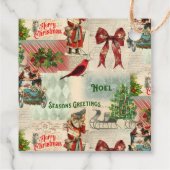 Weihnachtscollage im Vintage-Stil Geschenkanhänger (Rückseite)