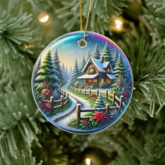 Weihnachtscollage Keramik Ornament (Baum)