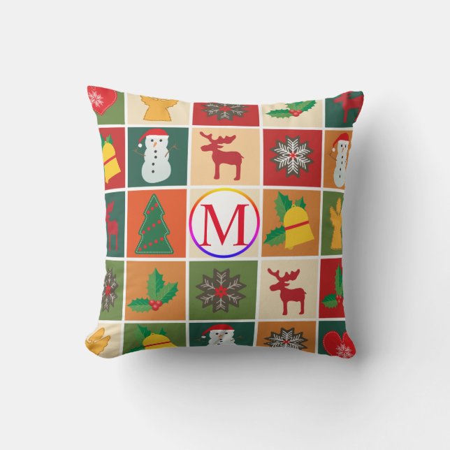 WeihnachtsCollage mit Monogram Kissen (Vorderseite)