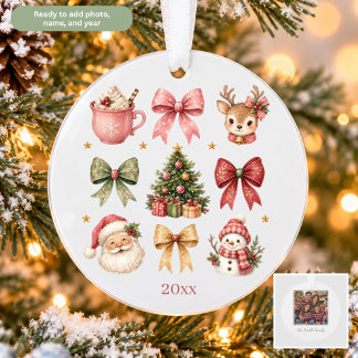 Weihnachtscollage Santa Schneemann Schleifen Renti Ornament