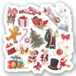Weihnachtscollagen-Feiertags-Beifallgeschenk Aufkleber