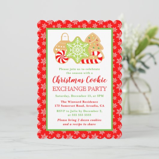 Weihnachtscookies tauschen Party aus Einladung (Stehend Vorderseite)