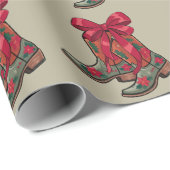 Weihnachtscoquette Boots Western Cowgirl Xmas Geschenkpapier (Rolleneckpunkt)
