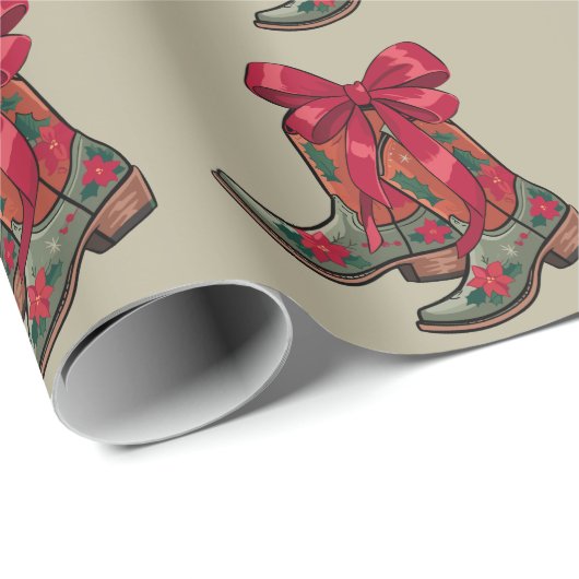 Weihnachtscoquette Boots Western Cowgirl Xmas Geschenkpapier (Rolleneckpunkt)