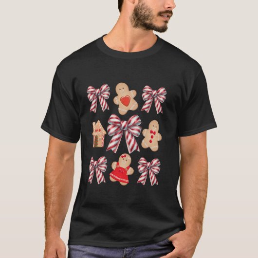 Weihnachtscoquette Bows mit Candy Canes Gingerbre T-Shirt (Vorderseite)
