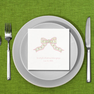 Weihnachtscoquette Pink Green Bow Napkins Serviette