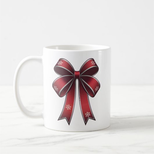 Weihnachtscoquette Red Bow & Snowflakes Design Tas Kaffeetasse (Links)