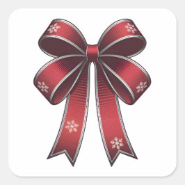 Weihnachtscoquette Roter Bogen mit Schneeflocken Quadratischer Aufkleber