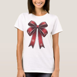 Weihnachtscoquette Roter Bogen mit Schneeflocken T-Shirt