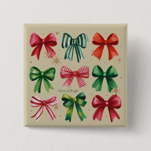 Weihnachtscoquettes Red Green Bow Xmas Season Girl Button (Vorderseite)