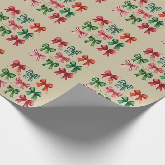 Weihnachtscoquettes Red Green Bow Xmas Season Girl Geschenkpapier (Ecke)