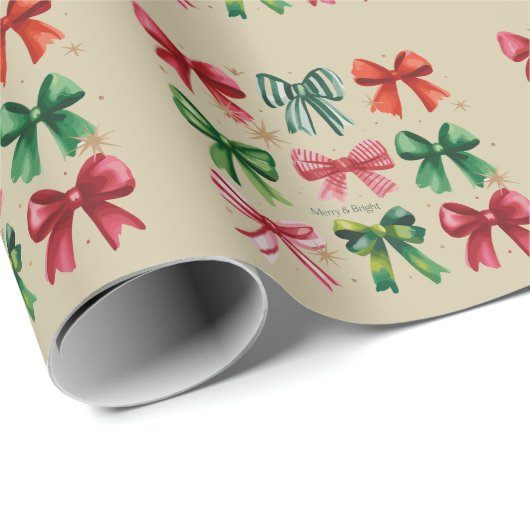 Weihnachtscoquettes Red Green Bow Xmas Season Girl Geschenkpapier (Rolleneckpunkt)