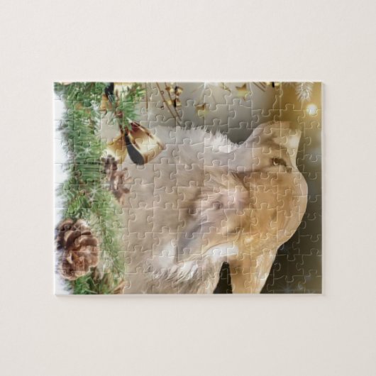 Weihnachtscorgi-Welpe Puzzle (Horizontal)