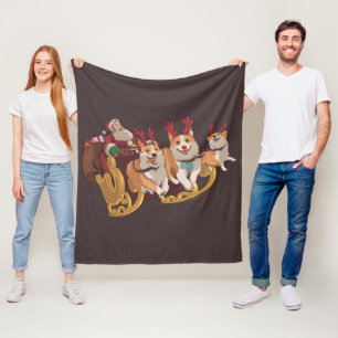 Weihnachtscorgis Fleecedecke