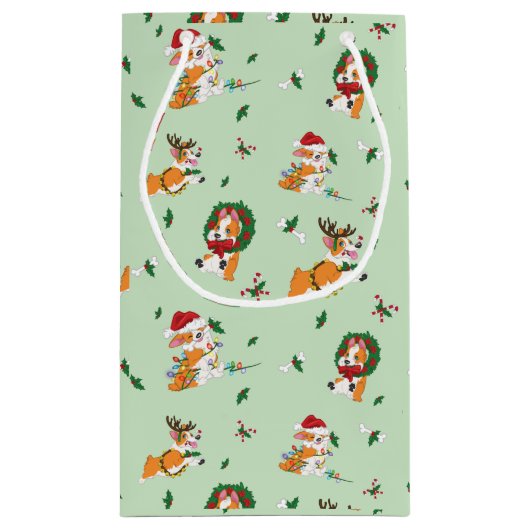 Weihnachtscorgis-Geschenk-Tasche Kleine Geschenktüte (Rückseite)