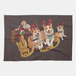 Weihnachtscorgis Geschirrtuch